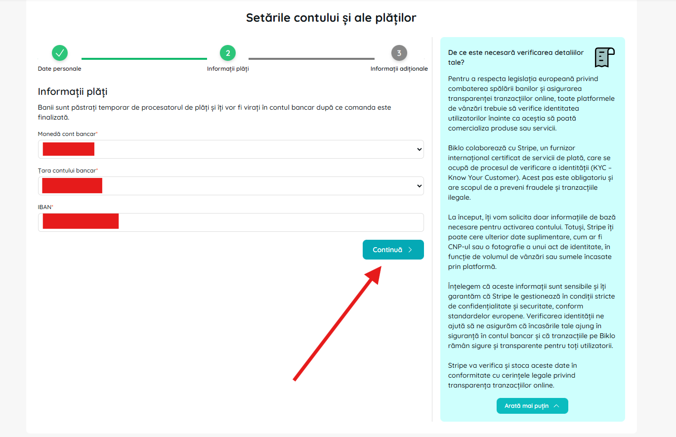 Banko duomenų forma „Biklo“ finansinės sąskaitos kūrimo procese